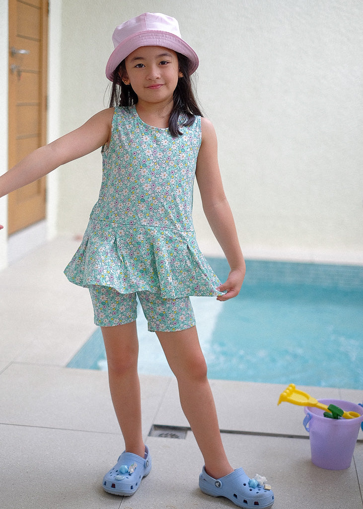 Playful Rays Set - sea green floral