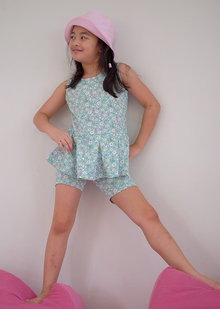 Playful Rays Set - sea green floral