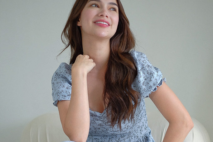 Kira midi dress - Uranian blue floral