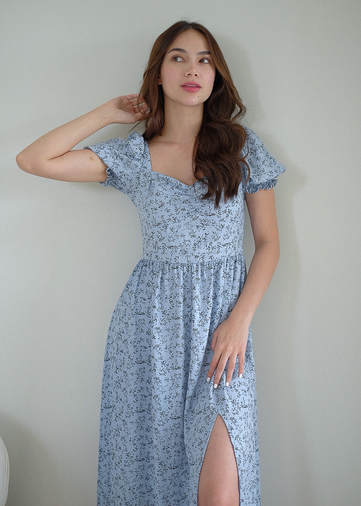 Kira midi dress - Uranian blue floral