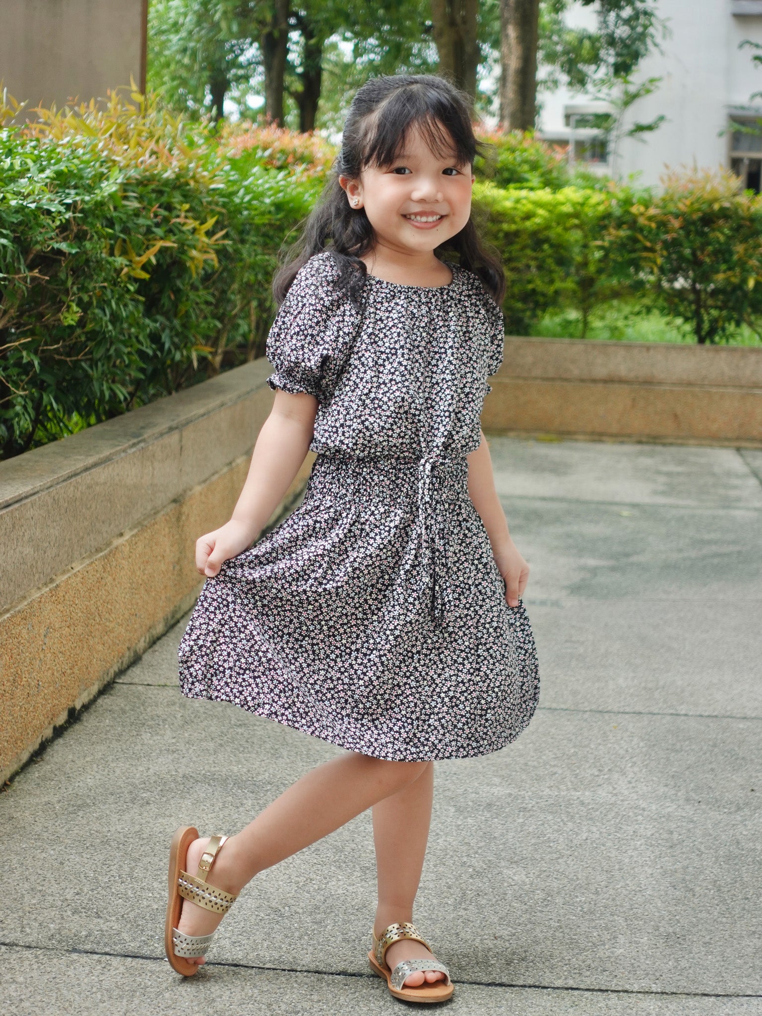 Evelyn kids set - black floral