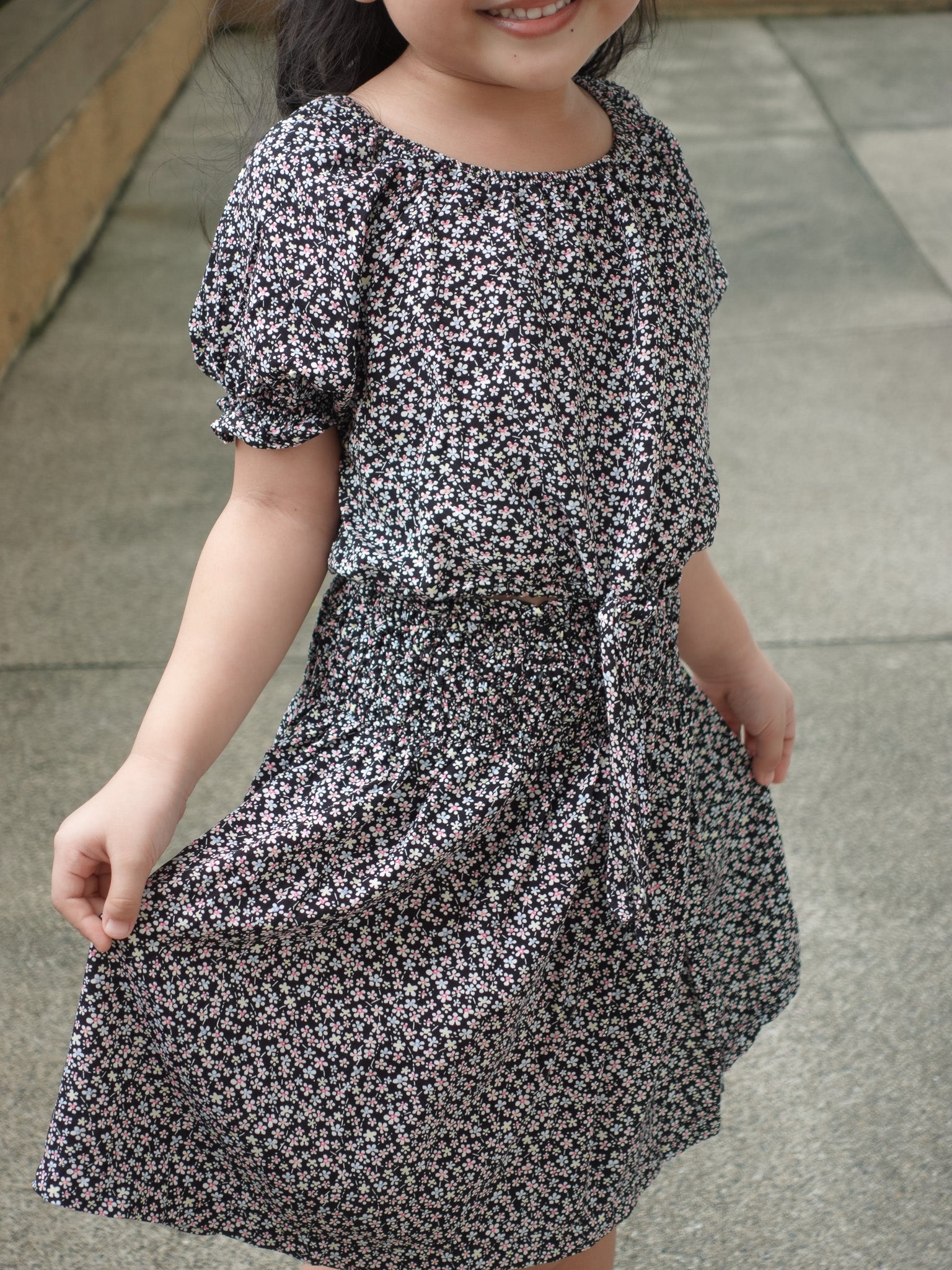 Evelyn kids set - black floral