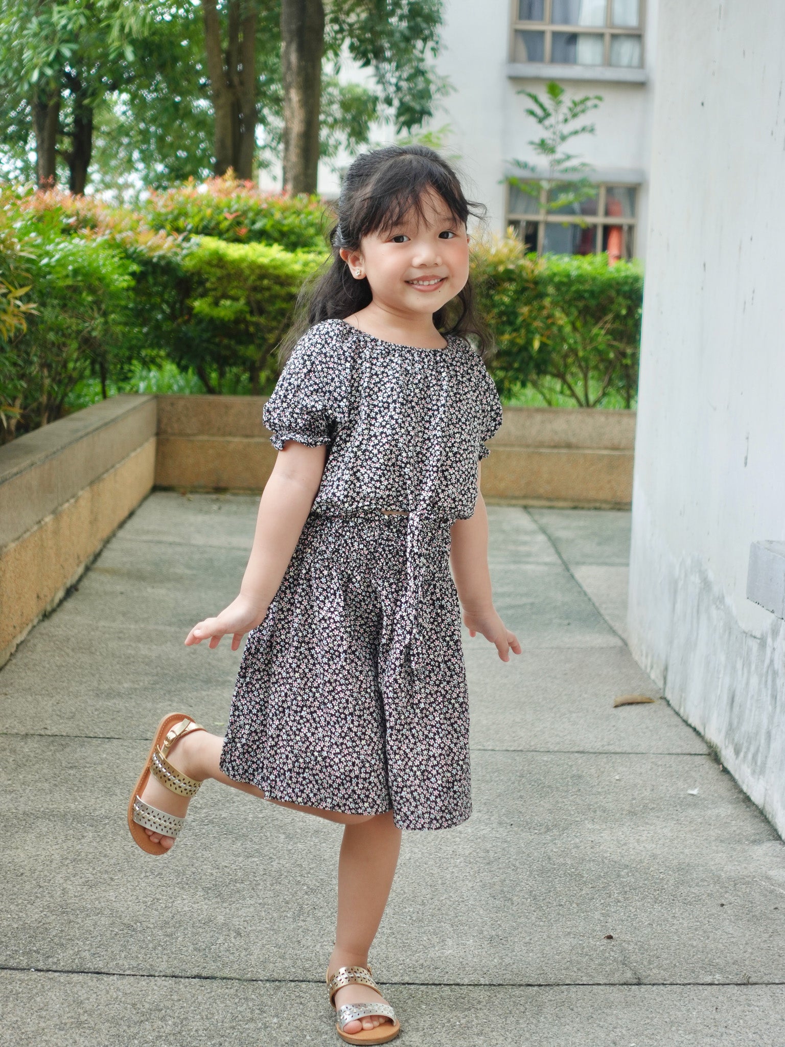 Evelyn kids set - black floral