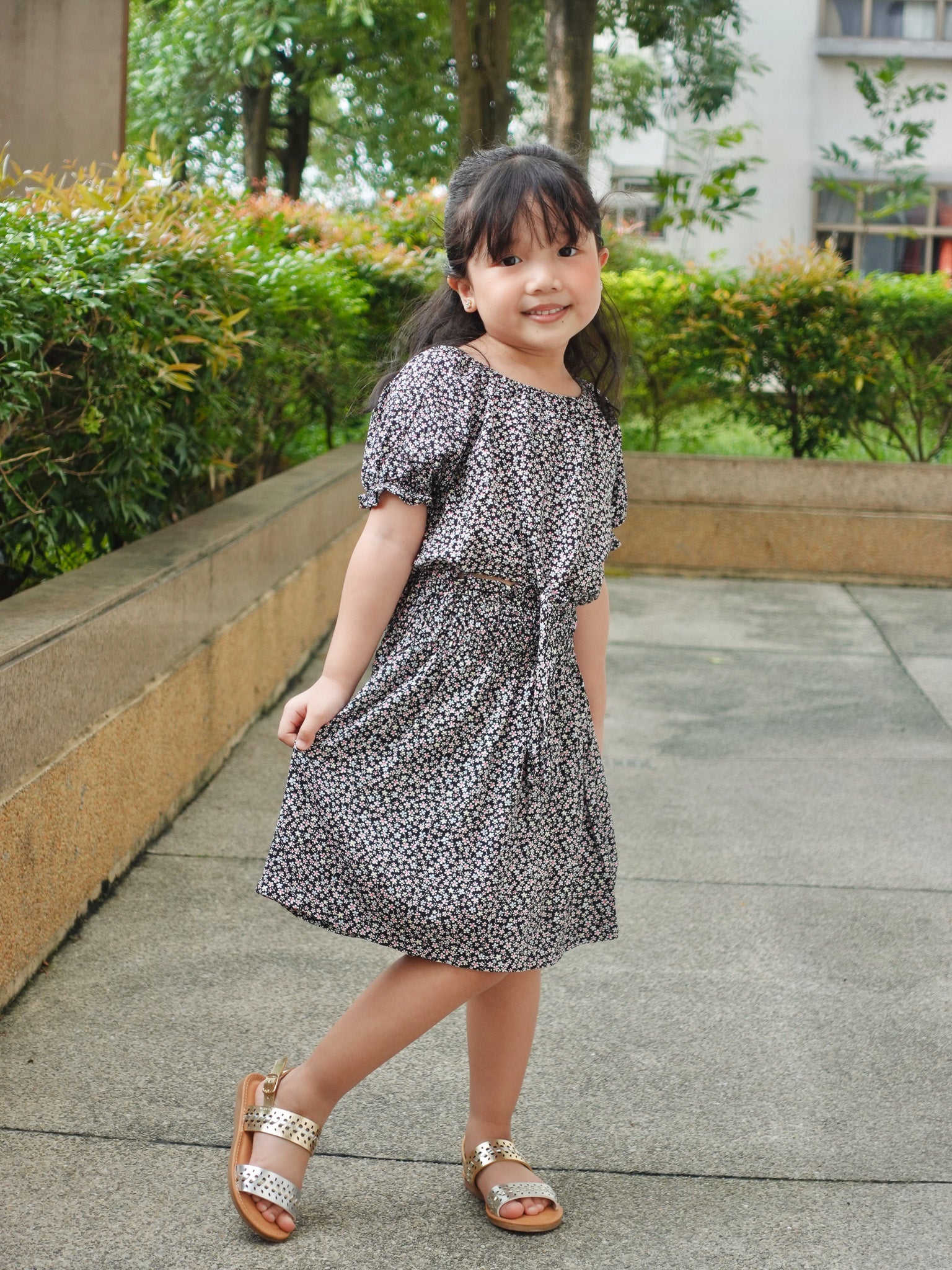 Evelyn kids set - black floral