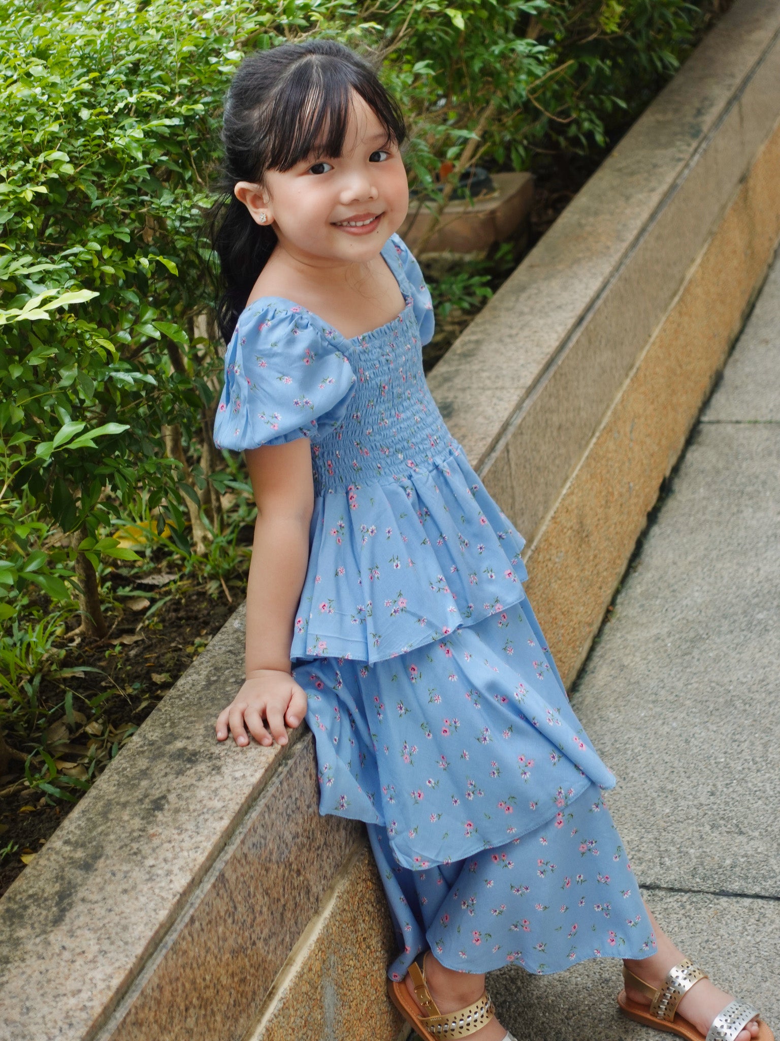 Lainey kid dress - blue floral