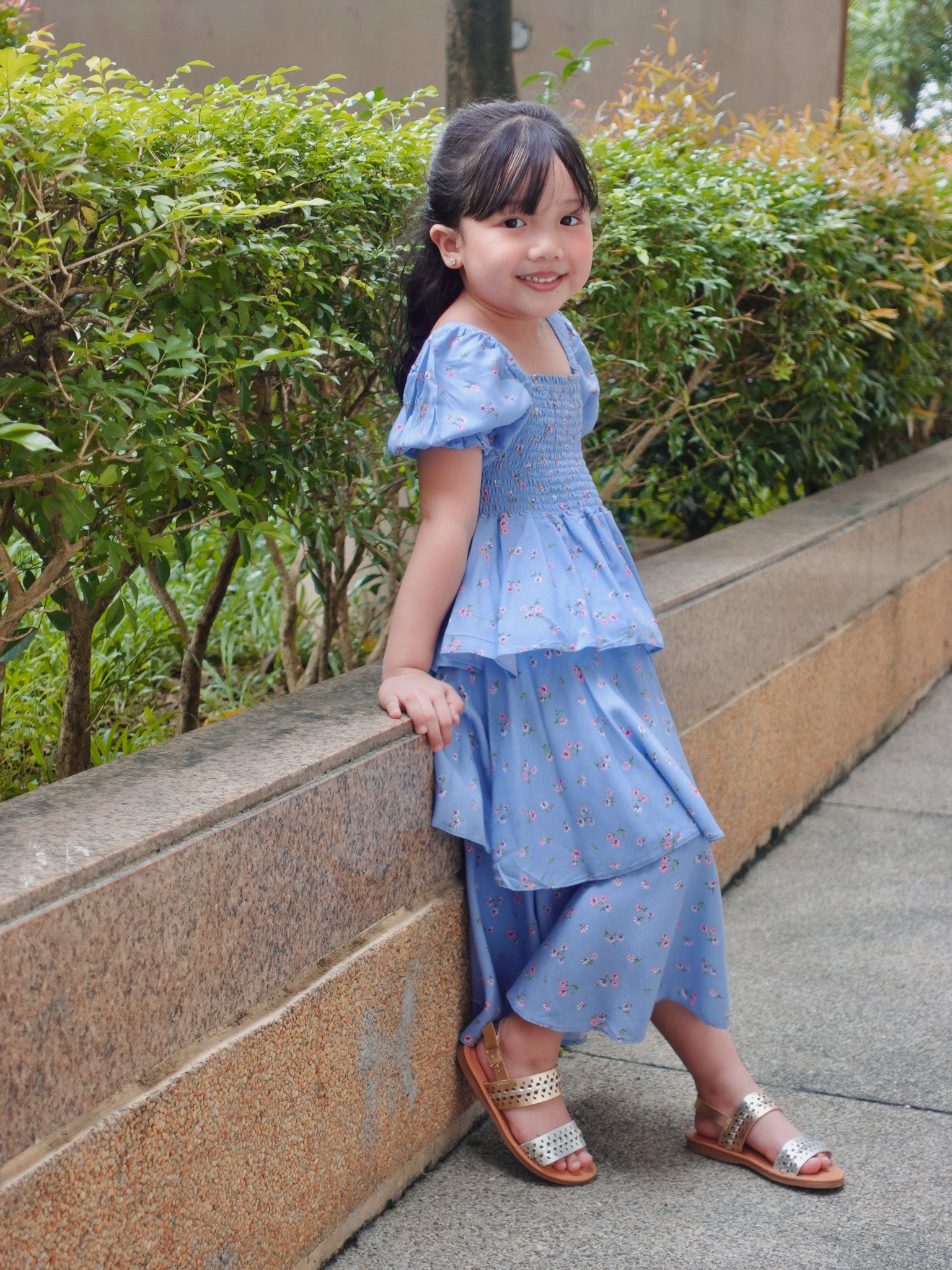 Lainey kid dress - blue floral