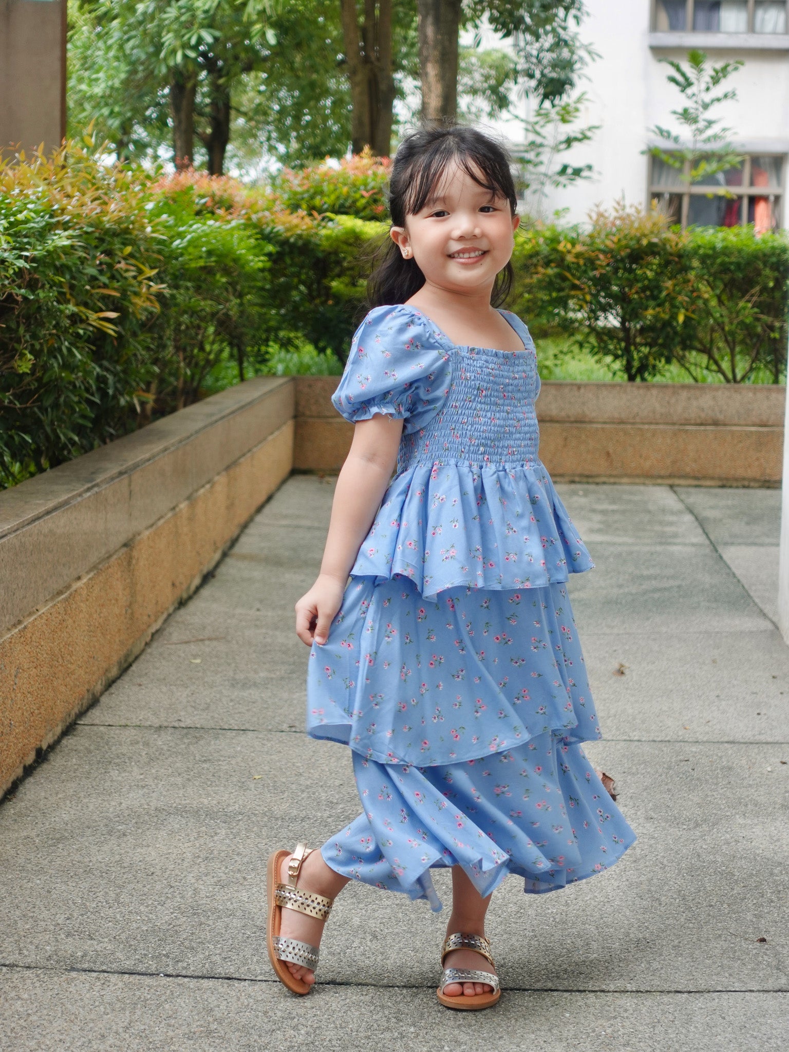 Lainey kid dress - blue floral