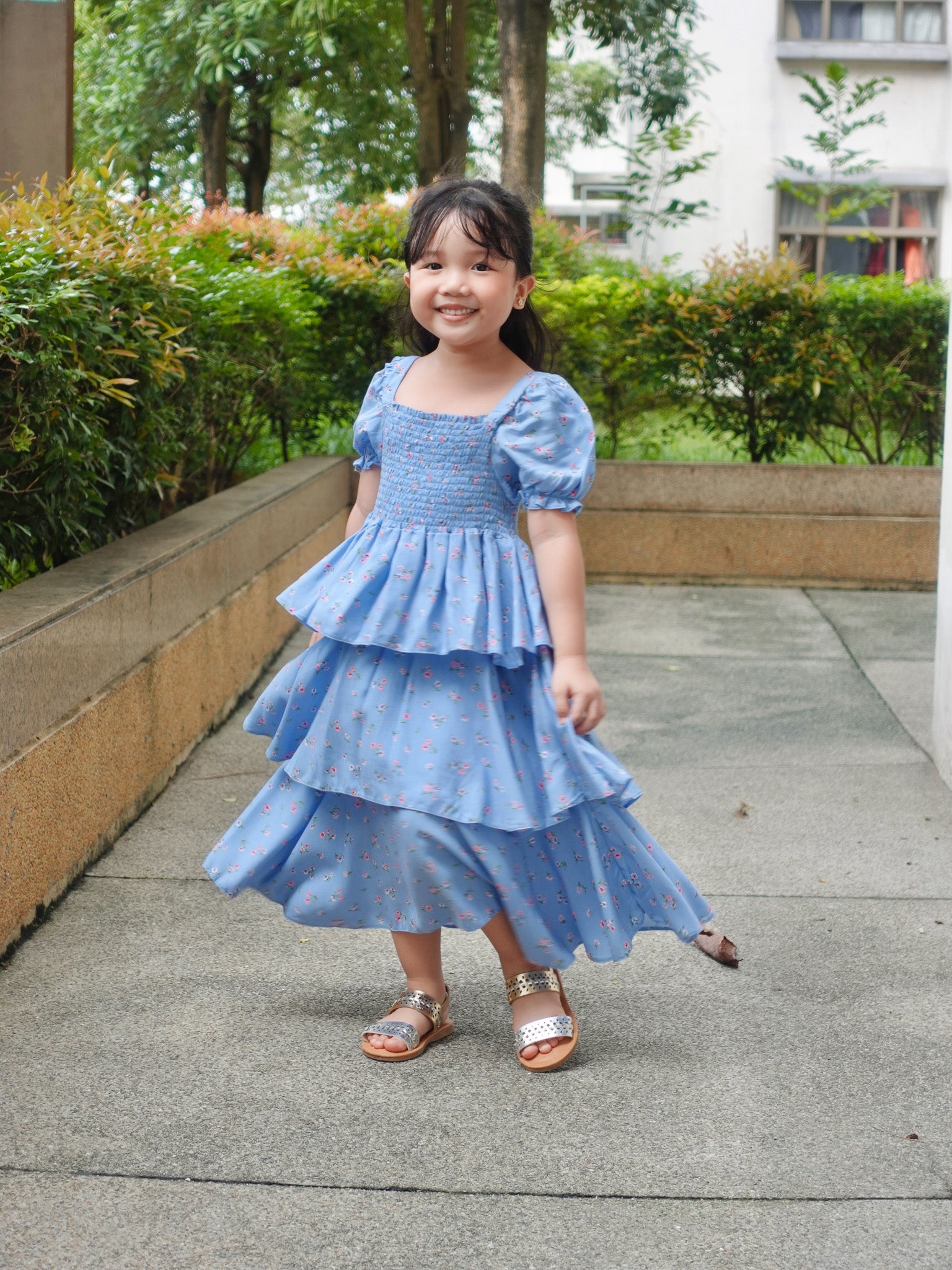 Lainey kid dress - blue floral