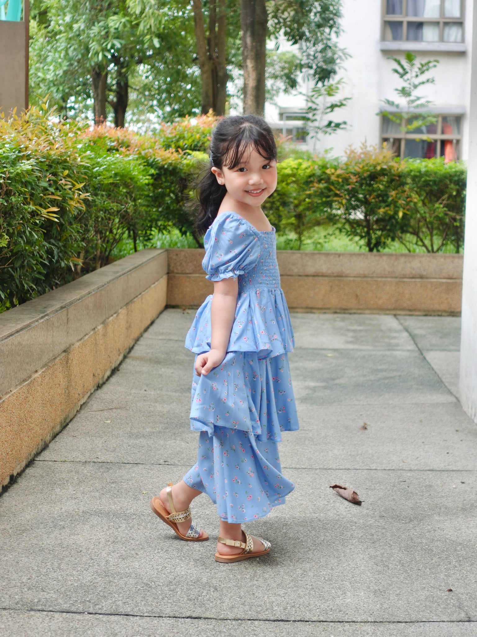 Lainey kid dress - blue floral