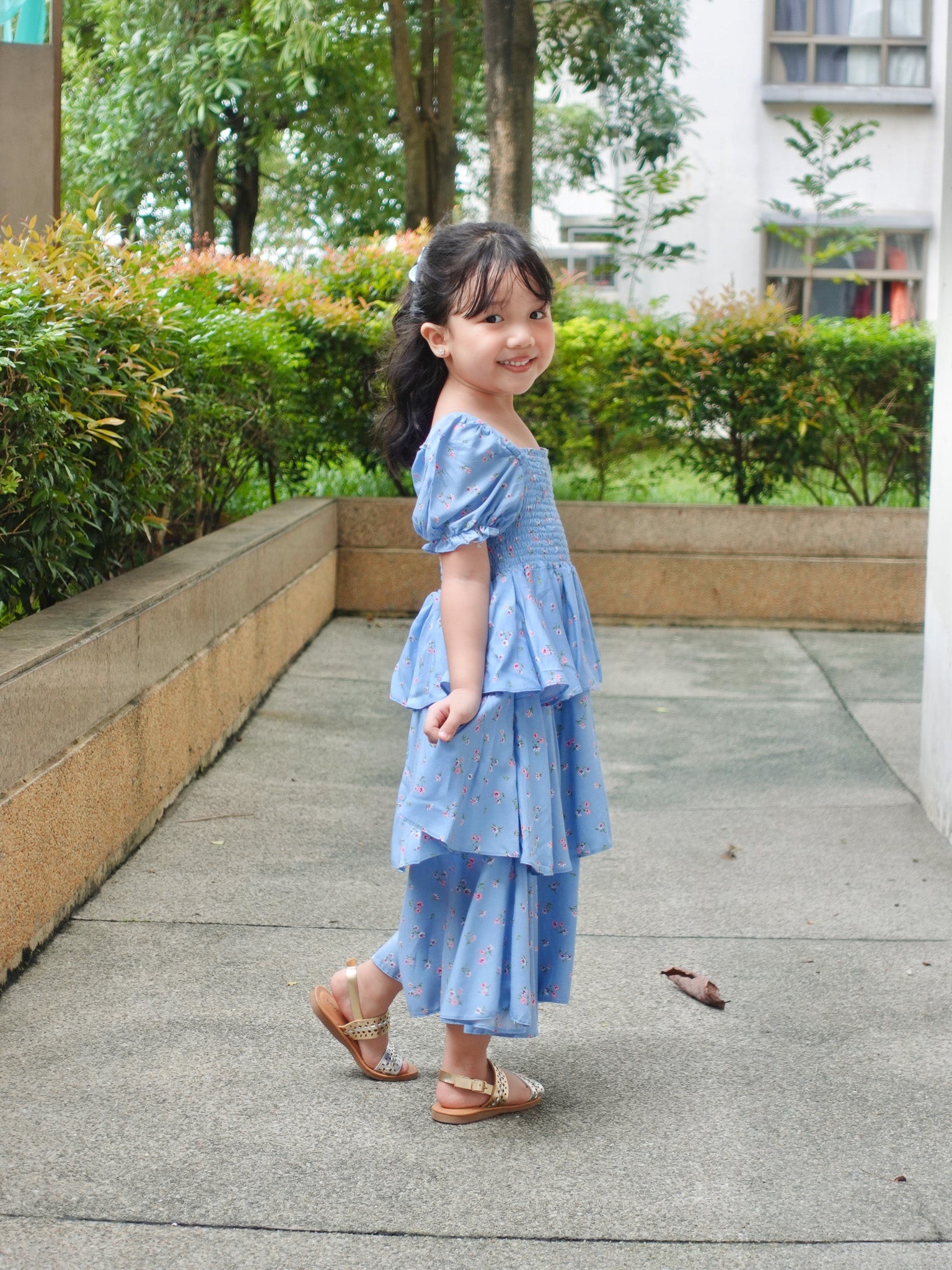 Lainey kid dress - blue floral