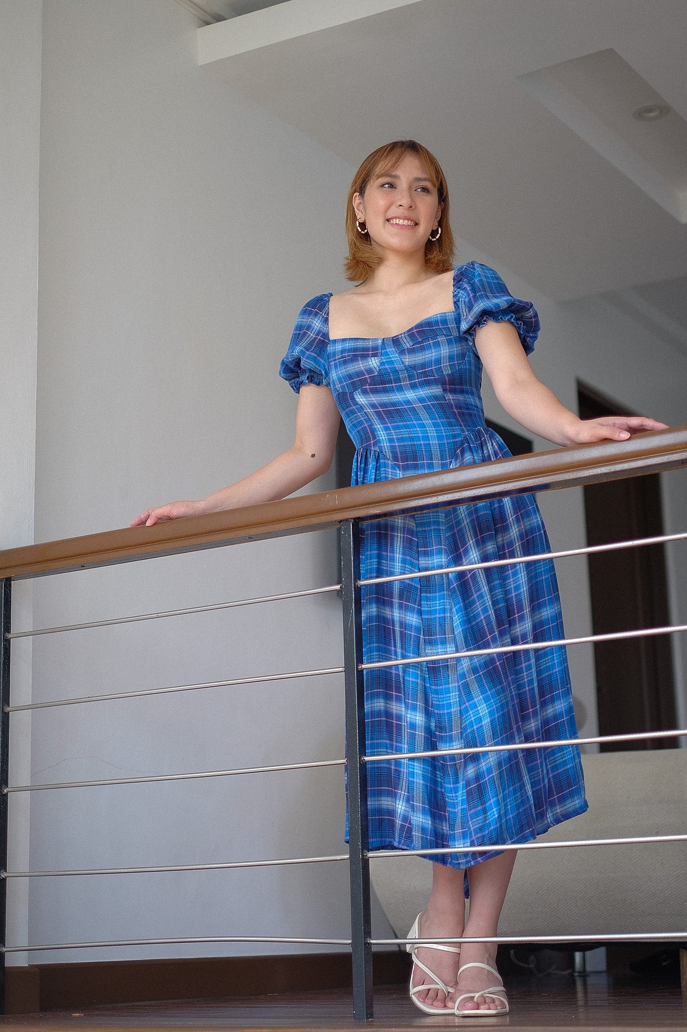 The Ava midi dress - blue plaid