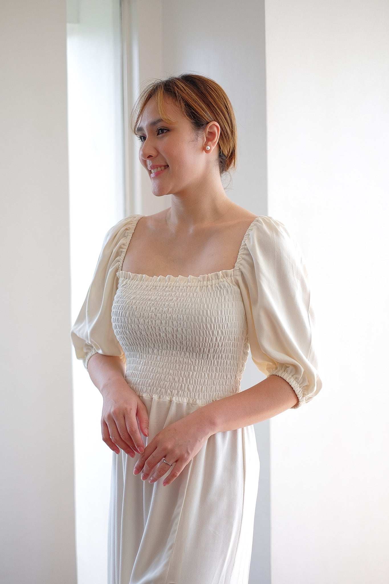 The Vanessa Midi Dress – challis cotton frost