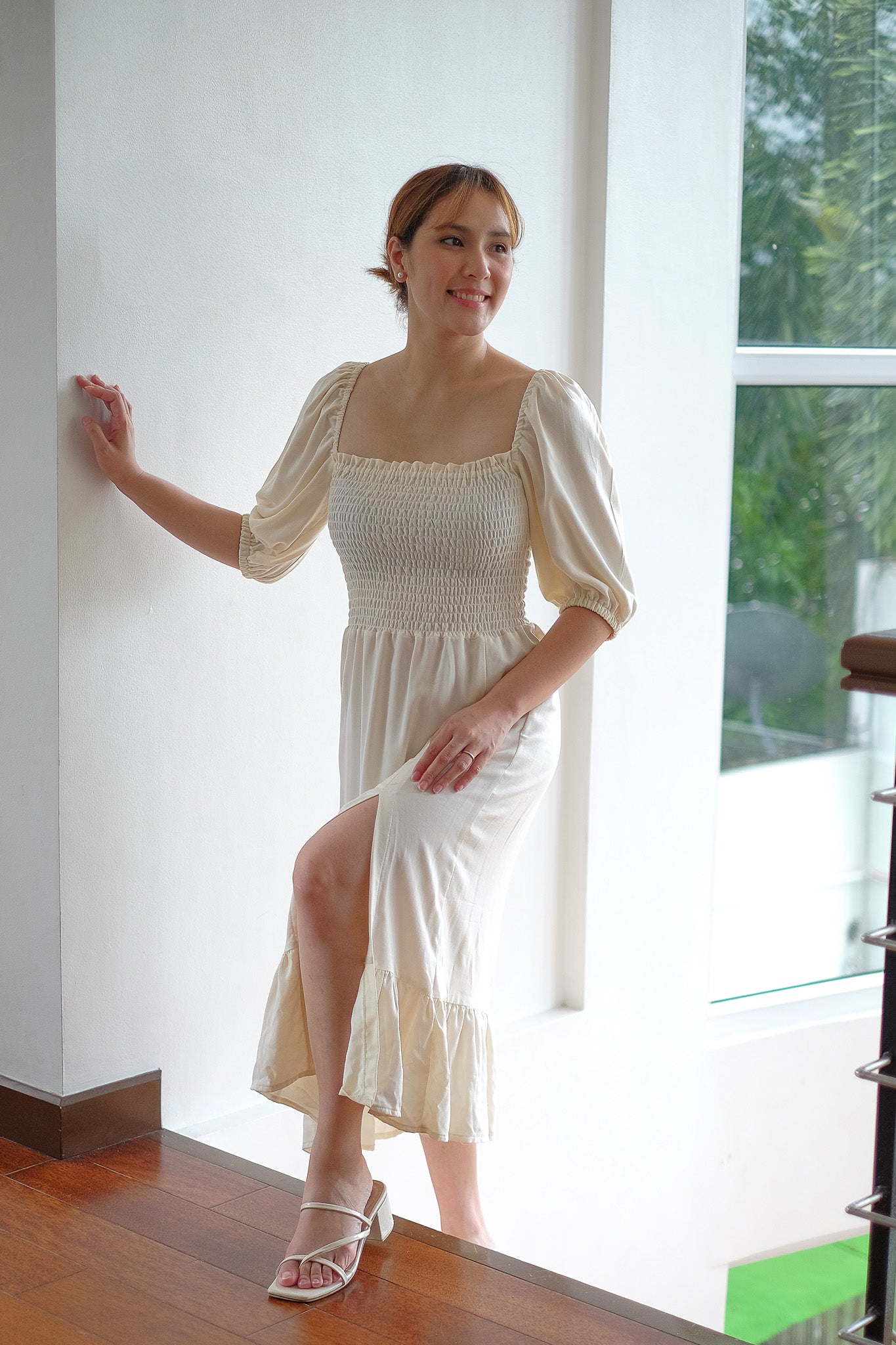 The Vanessa Midi Dress – challis cotton frost