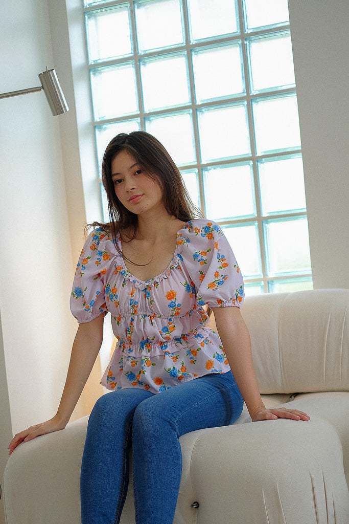 Tancy top - pastel lilac floral