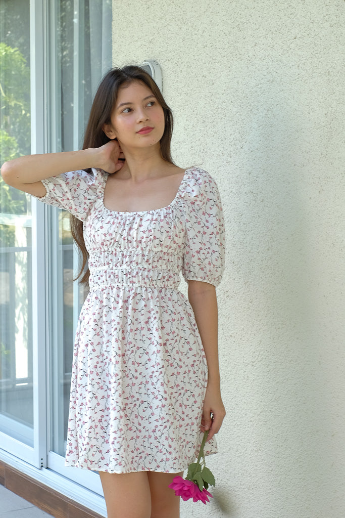 Layla mini dress - white floral