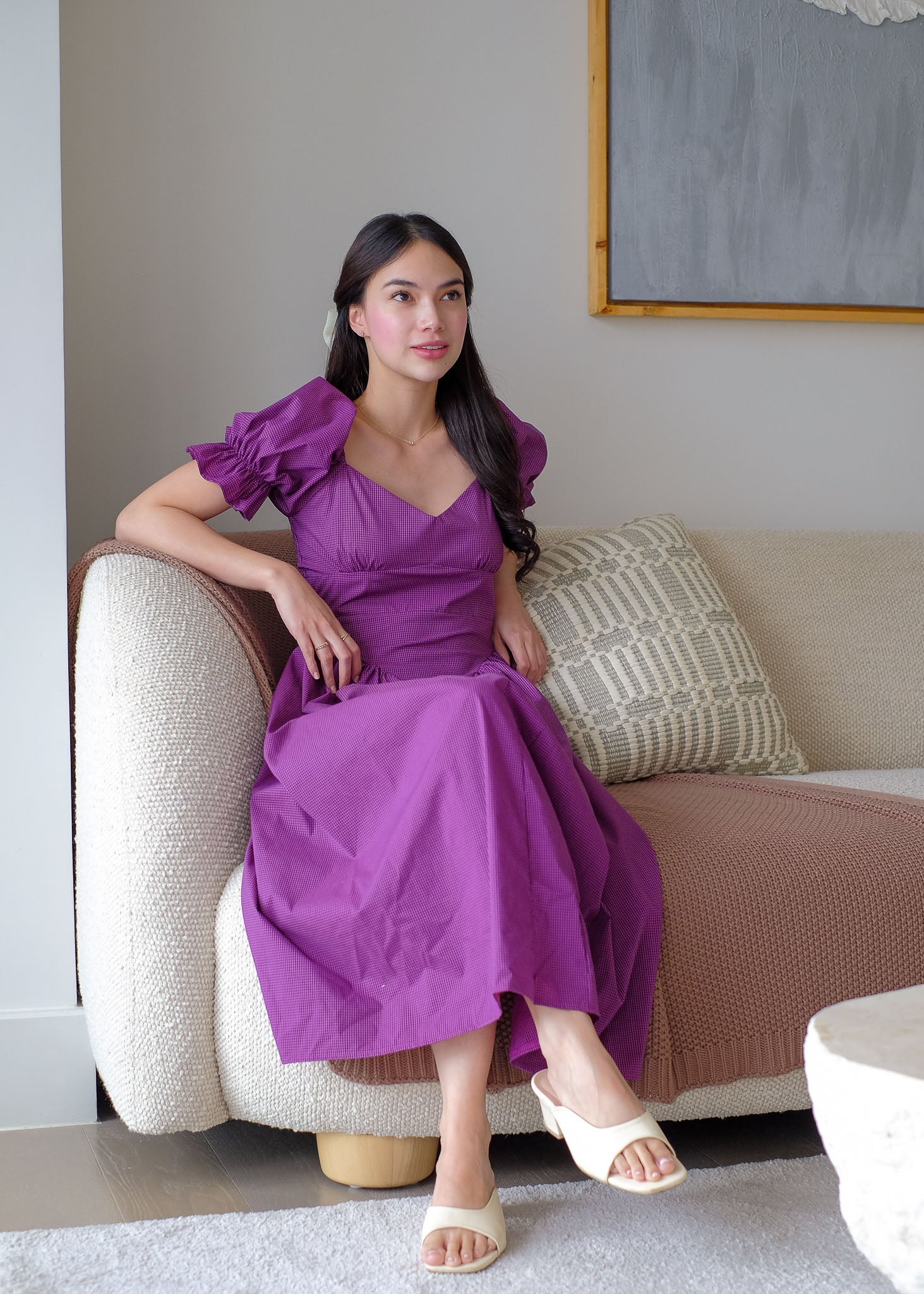 The Emma Midi dress - purple gingham Sunnyside Clothing Ph The Emma Midi dress - purple gingham Sunnyside Clothing Ph
