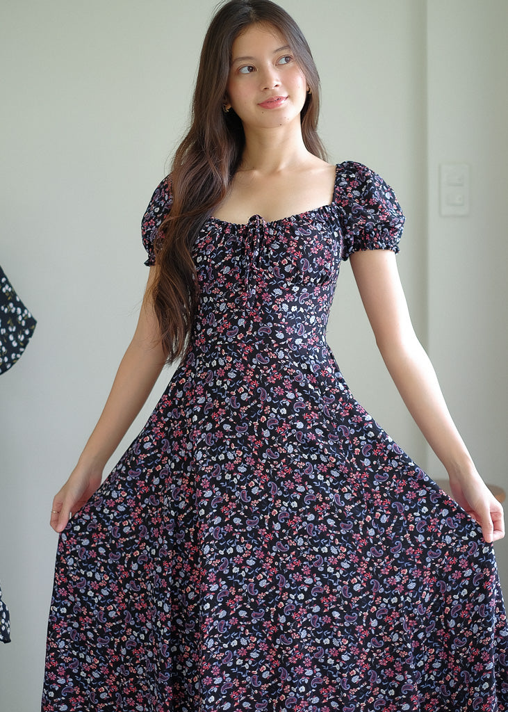 Camilla midi dress - black classy print