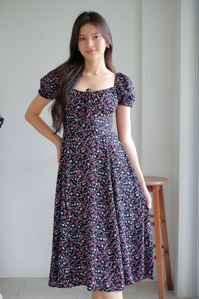 Camilla midi dress - black classy print