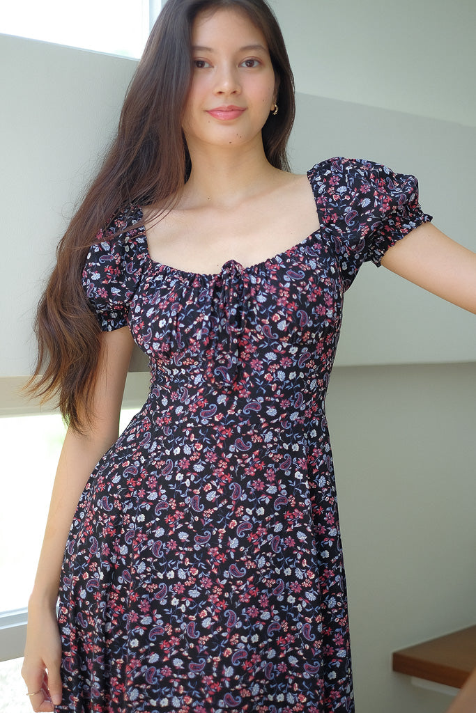 Camilla midi dress - black classy print