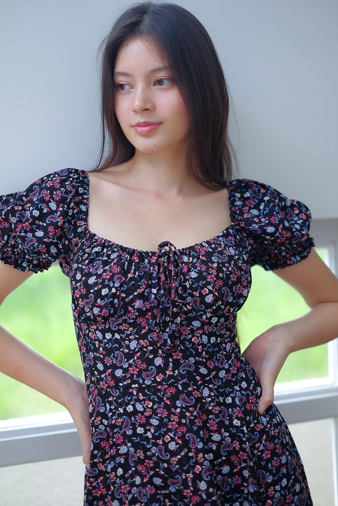 Camilla midi dress - black classy print