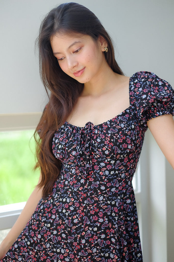 Camilla midi dress - black classy print