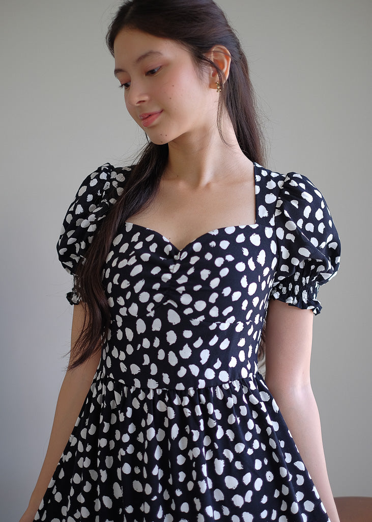 Kira midi dress - black printed