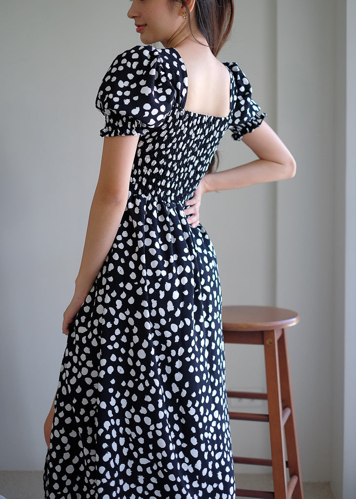 Kira midi dress - black printed