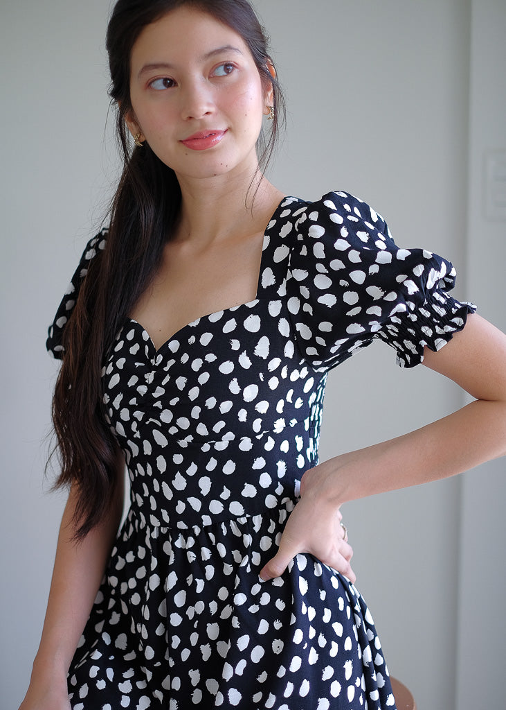 Kira midi dress - black printed