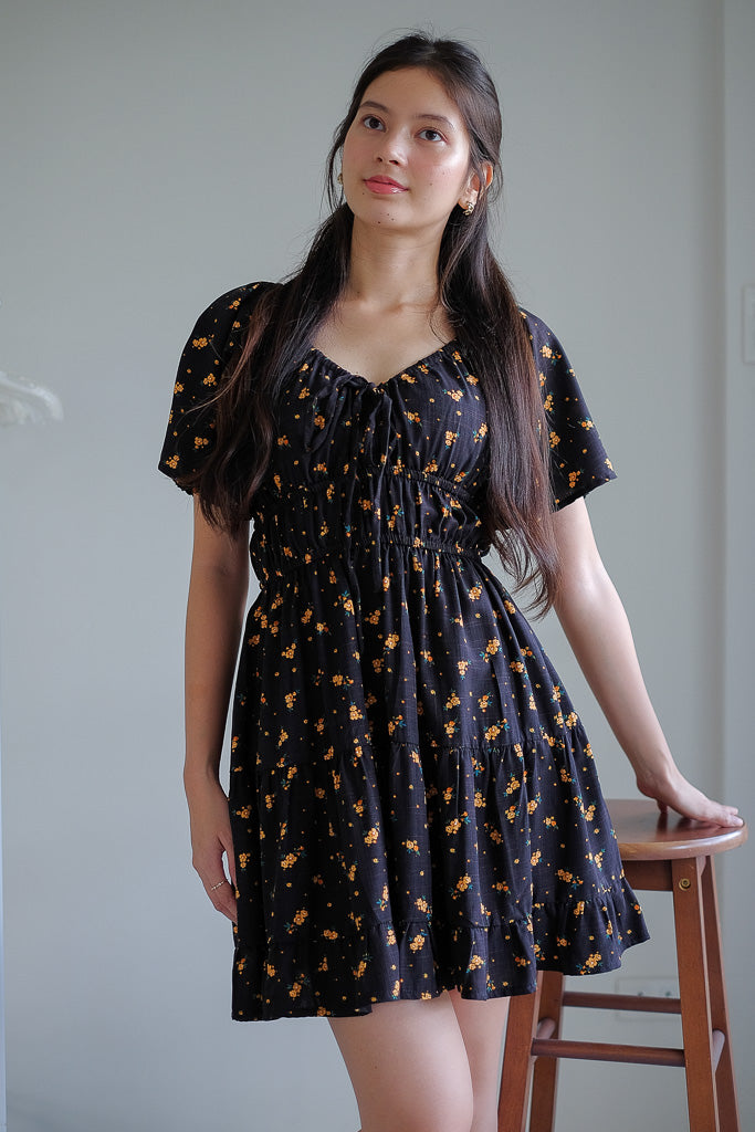 Alliyah mini dress - black floral