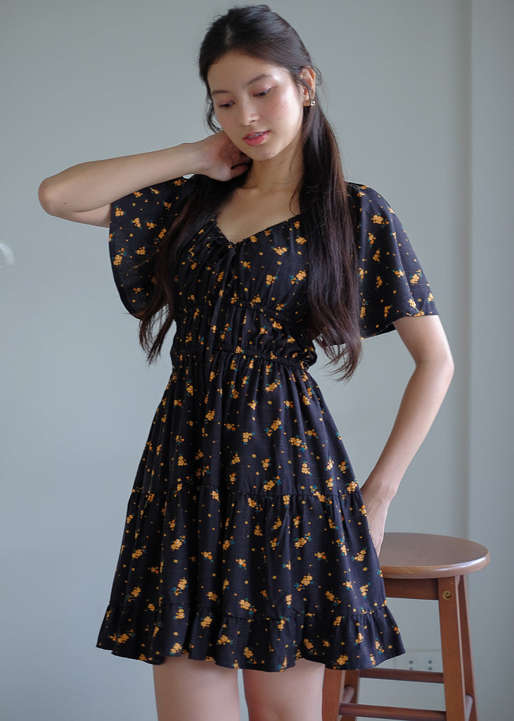 Alliyah mini dress - black floral