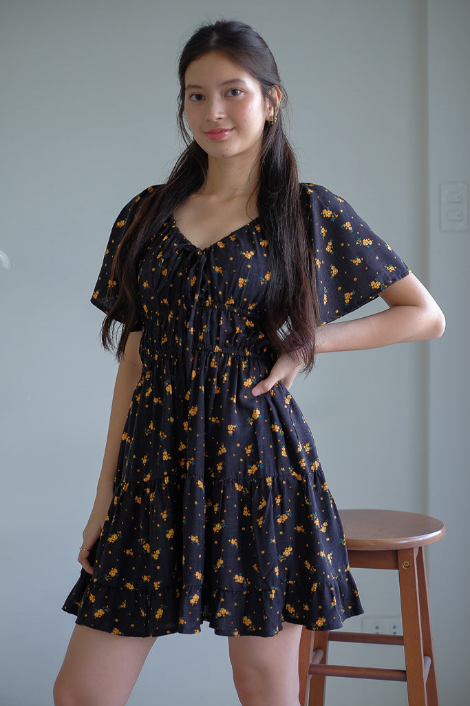 Alliyah mini dress - black floral