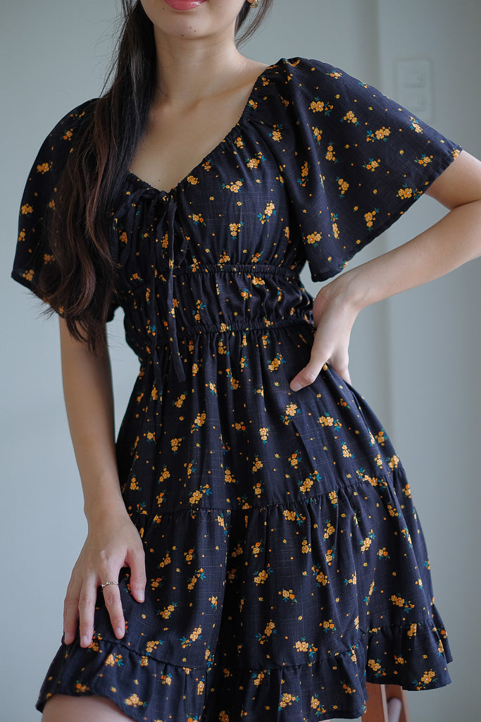 Alliyah mini dress - black floral