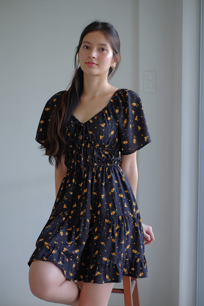 Alliyah mini dress - black floral