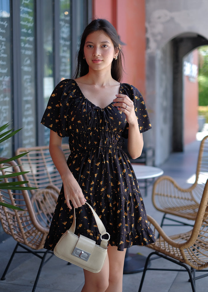 Alliyah mini dress - black floral