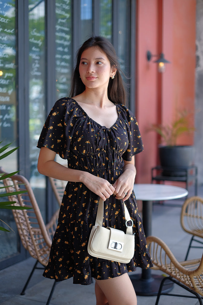 Alliyah mini dress - black floral