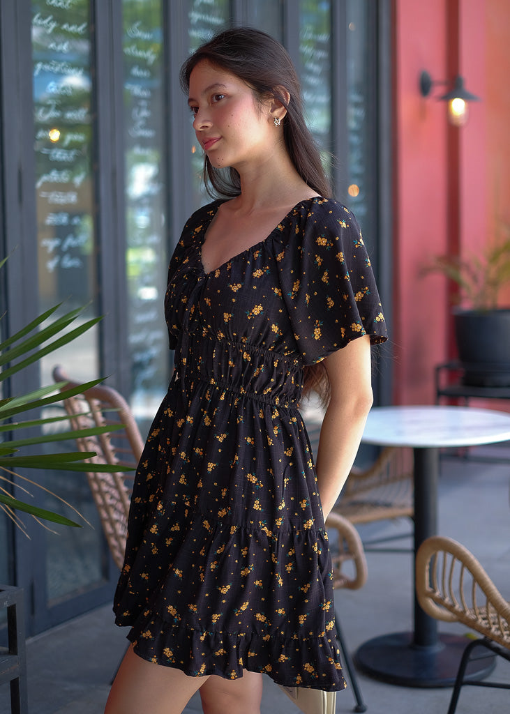 Alliyah mini dress - black floral