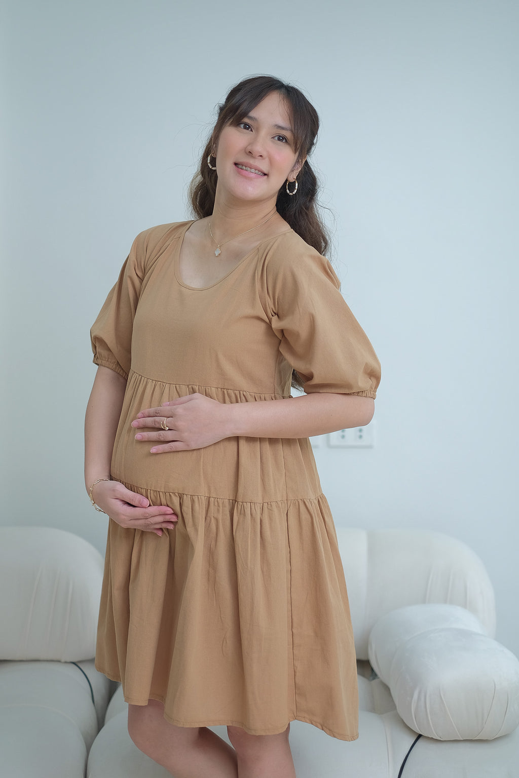 Hailey Maternity Dress - Brown