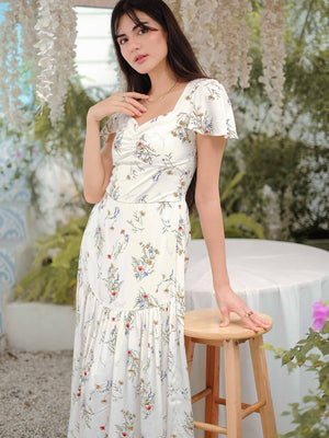 Catherine midi dress - white floral