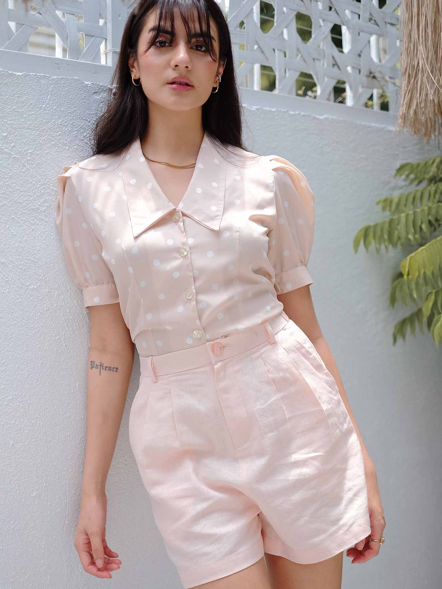 Belinda Top - peach polka