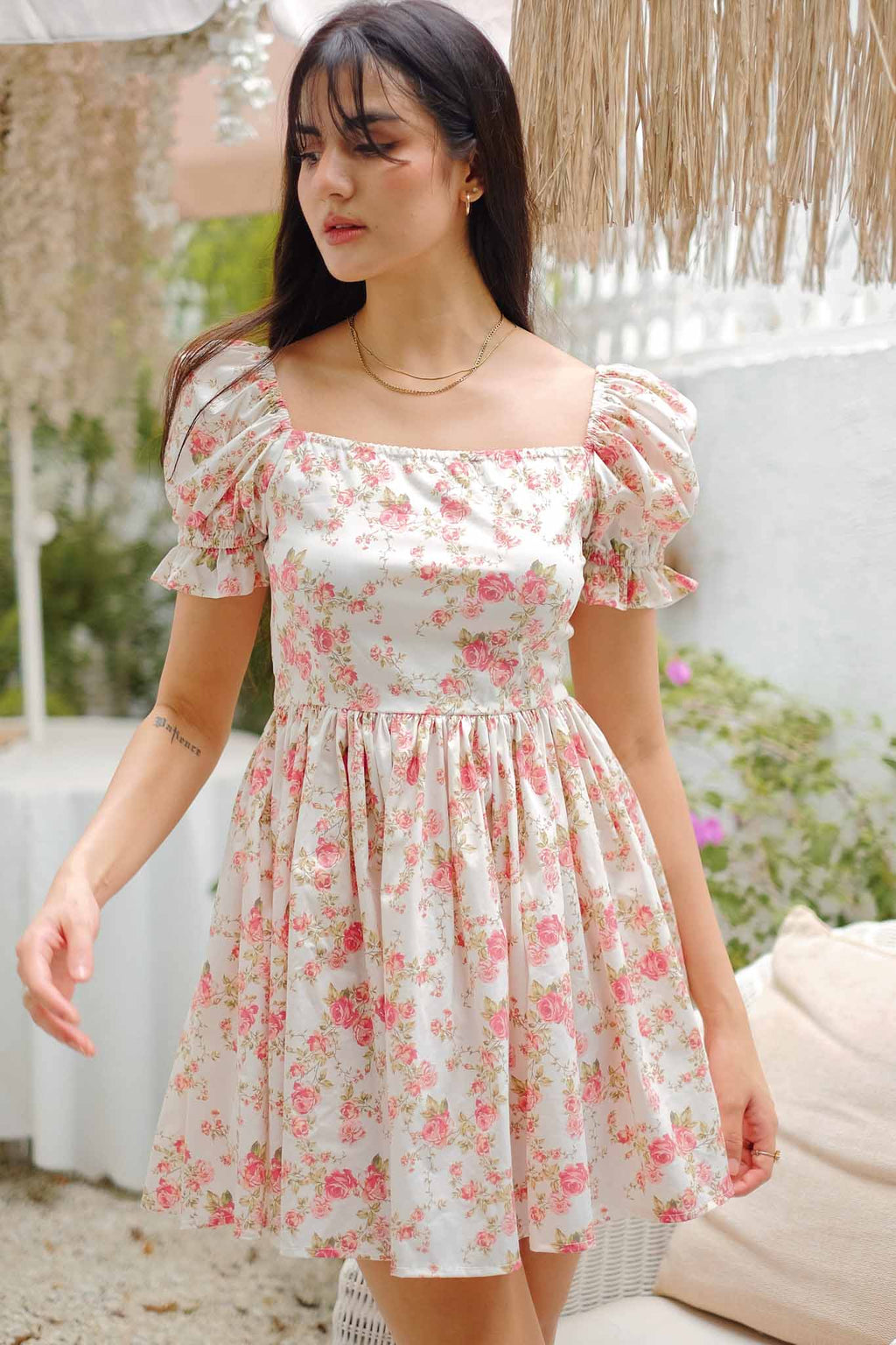 belle baby doll dress - Rose print