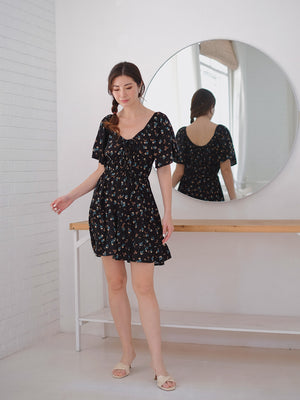 Alliyah mini dress - black floral