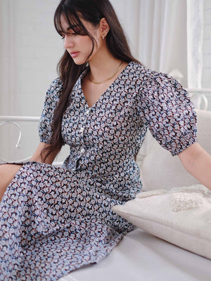 The Marlow Midi dress - Navy blue floral