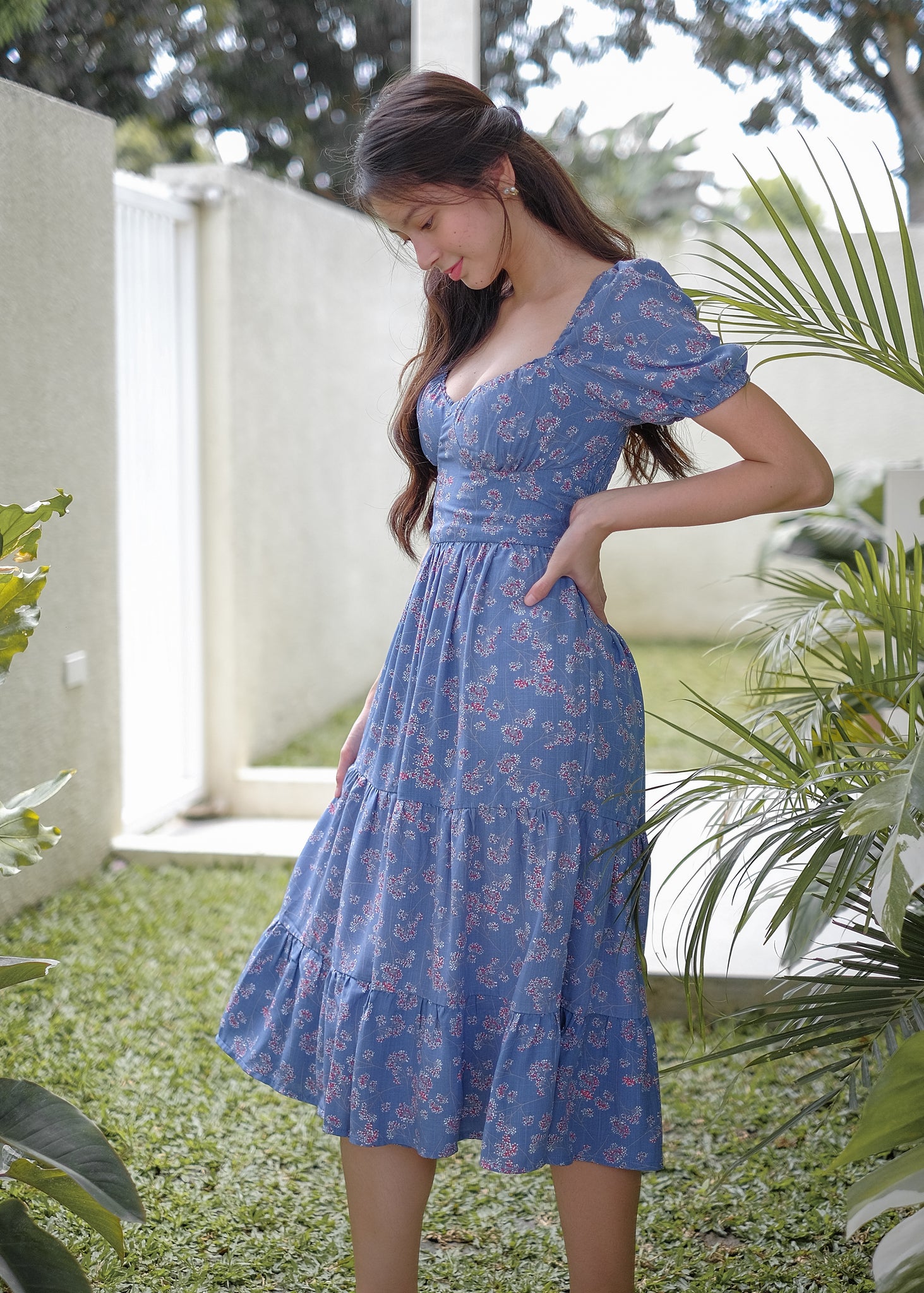 Dakota midi dress - Carolina blue floral