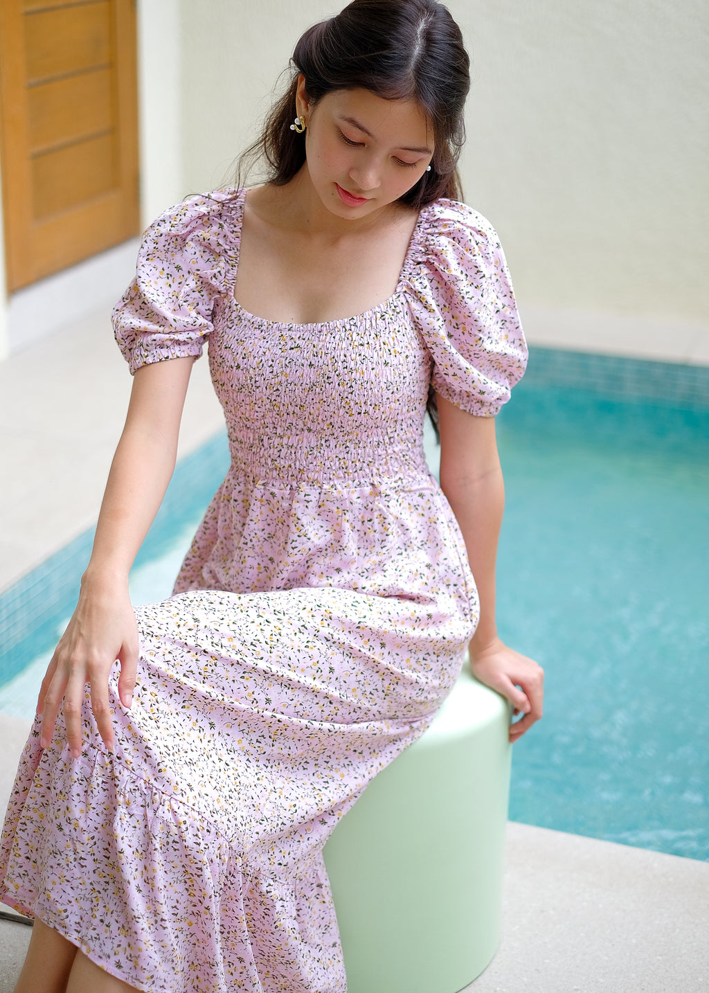 Sabrina midi dress - light pink floral