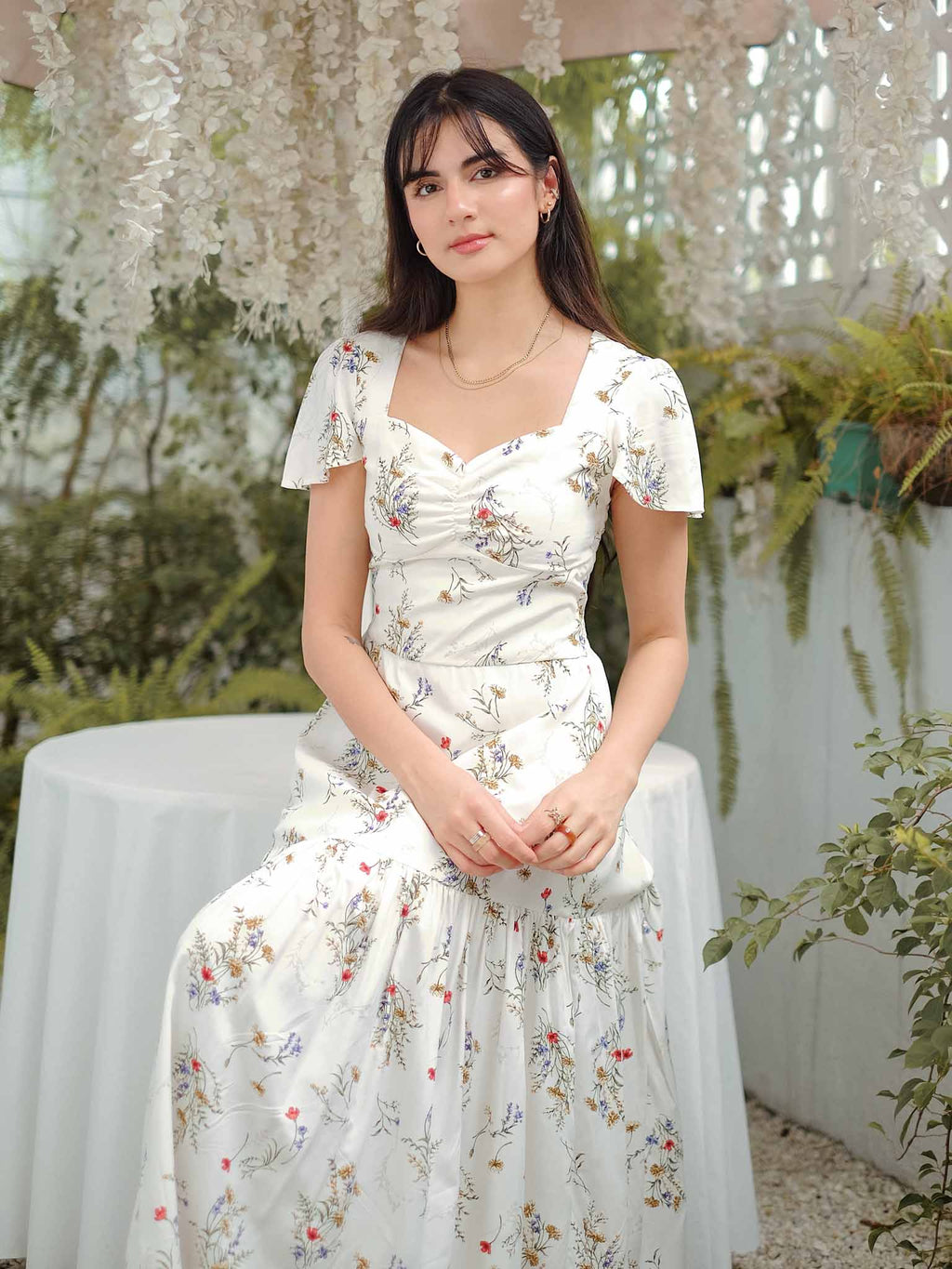 Catherine midi dress - white floral
