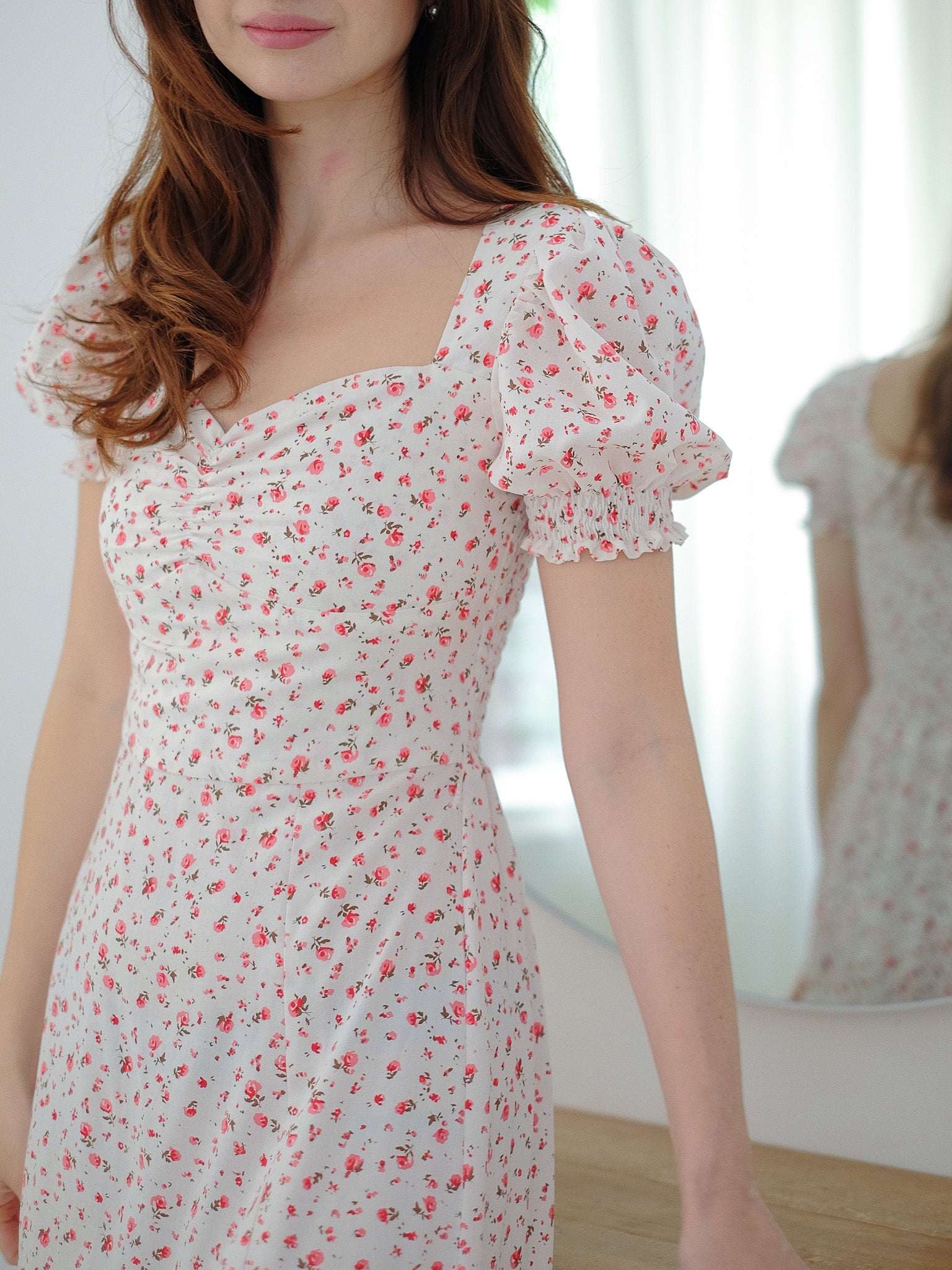 Kira midi dress - white floral – Sunnyside Clothing Ph