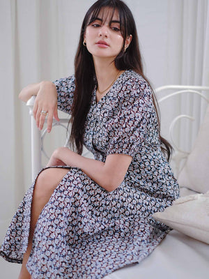 The Marlow Midi dress - Navy blue floral