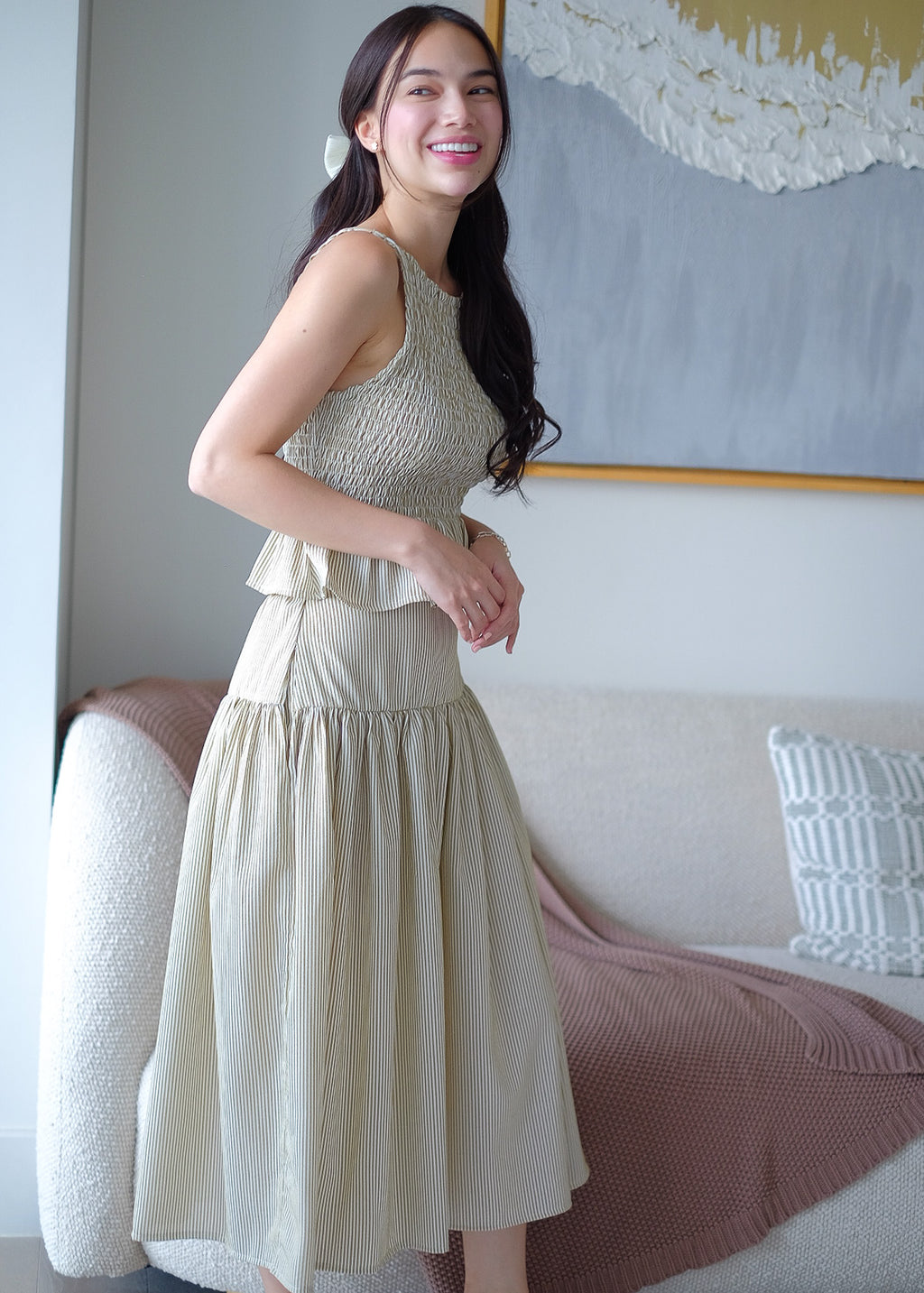 Amara Set pinstripe – moss