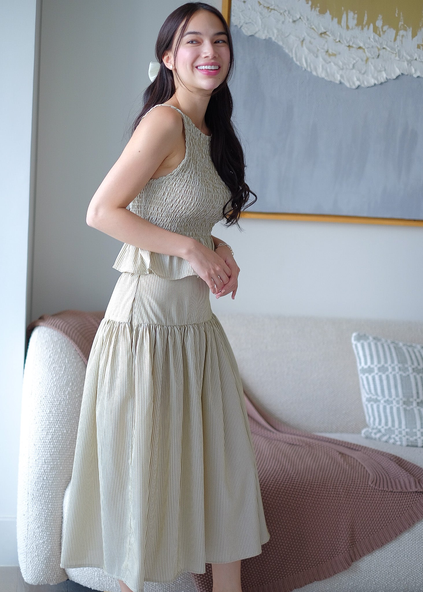 Amara Set pinstripe – moss
