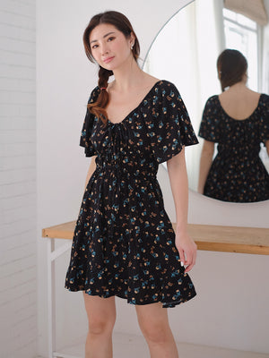 Alliyah mini dress - black floral
